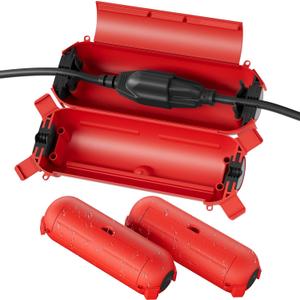 Flemoon [3 Pack] Outdoor Extension Cord Safety Cover with Waterproof Seal, Weatherproof Electrical Connection Box to Protect Outdoor Outlet, Plug, Socket, Christmas Holiday Decoration Light, Red