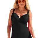 Swimsuits For All Bra Sized Drape Front Lightweight Underwire Tankini Top | Women's Plus Size (40D)