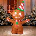 4FT Christmas Inflatables Outdoor Decorations, Gingerbread Man Blow Up Yard Decorations with Built-in LED Lights for Garden Lawn