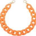 PATIKIL Acrylic Purse Chain, 15 Inch Acrylic Chain Linking Rings Handbag Strap Quick Link C-Clips Hooks Connectors for Jewelry Making DIY Craft Purse Eyeglass, Matte Orange