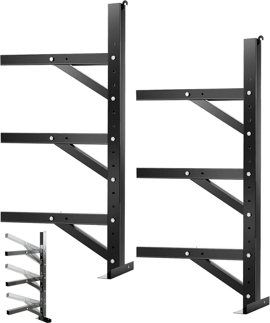 2 Pack Shipping Container Shelving Accessories Adjustable Heavy Steel Cargo Trailer Shelving Capacity up to 1200 Lbs Hanging Shelf Brackets for Heavy Duty Trailer Containers(3 Layer)