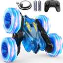 Remote Control Car,Stunt RC Cars For Kids with Colorful Light,Fast USB-C Charging,Double-Sided 360 Rotating Rechargeable 4WD RC Truck Car Toys for Ages 5-7 Gift for Boys Girls Ages 8-12(Blue)