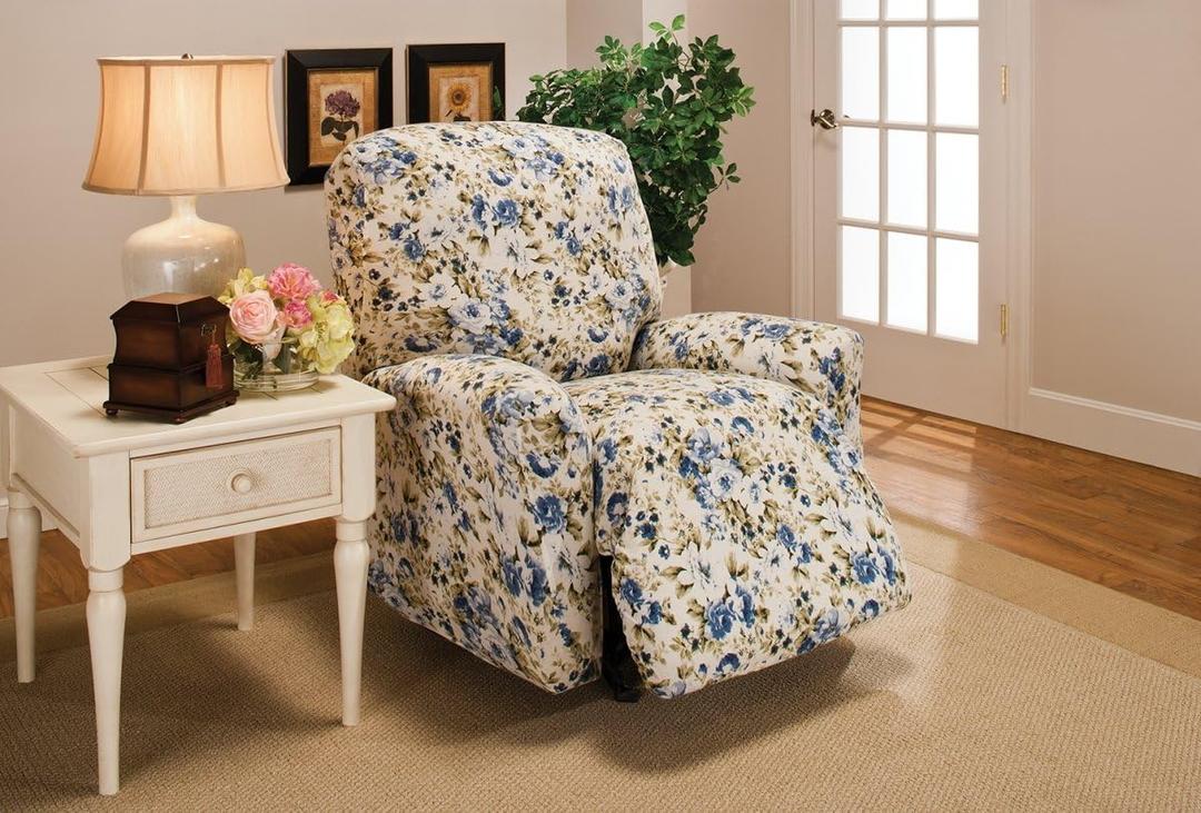 Madison - JER-LGRECL-BLFL Jersey Large Recliner Slipcover, Blue
