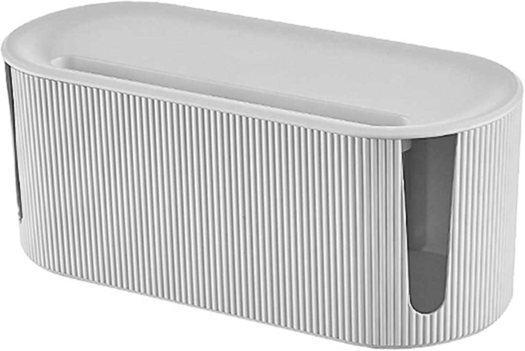 VALINK Cord management box with Lid Cord Organizer Box, Cable Management Box, Cable Organizer Box Power Cover Cord Holder Surge Protector for Desk (Contracted White)