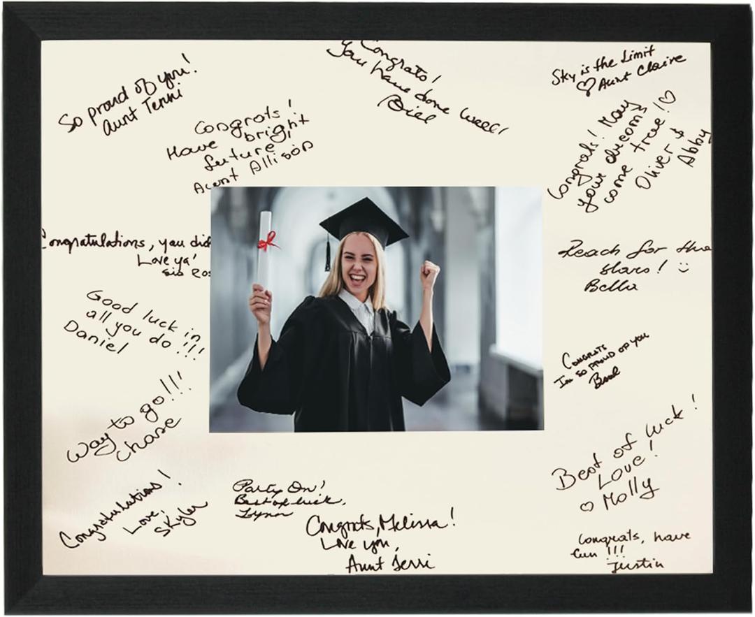GarduationMall 11x14 Signature Picture Frame Holds 5x7 Photo with White Mat for Wedding Graduation | Wall or Tabletop Display (Black)