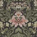 Abyssaly Vintage Floral Peel and Stick Wallpaper, Dark Green Mid Century Moody Contact Paper, Removable Self-Adhesive William Morris Flower Wall Murals for Bathroom Bedroom Home Decor 17.3in x 118in