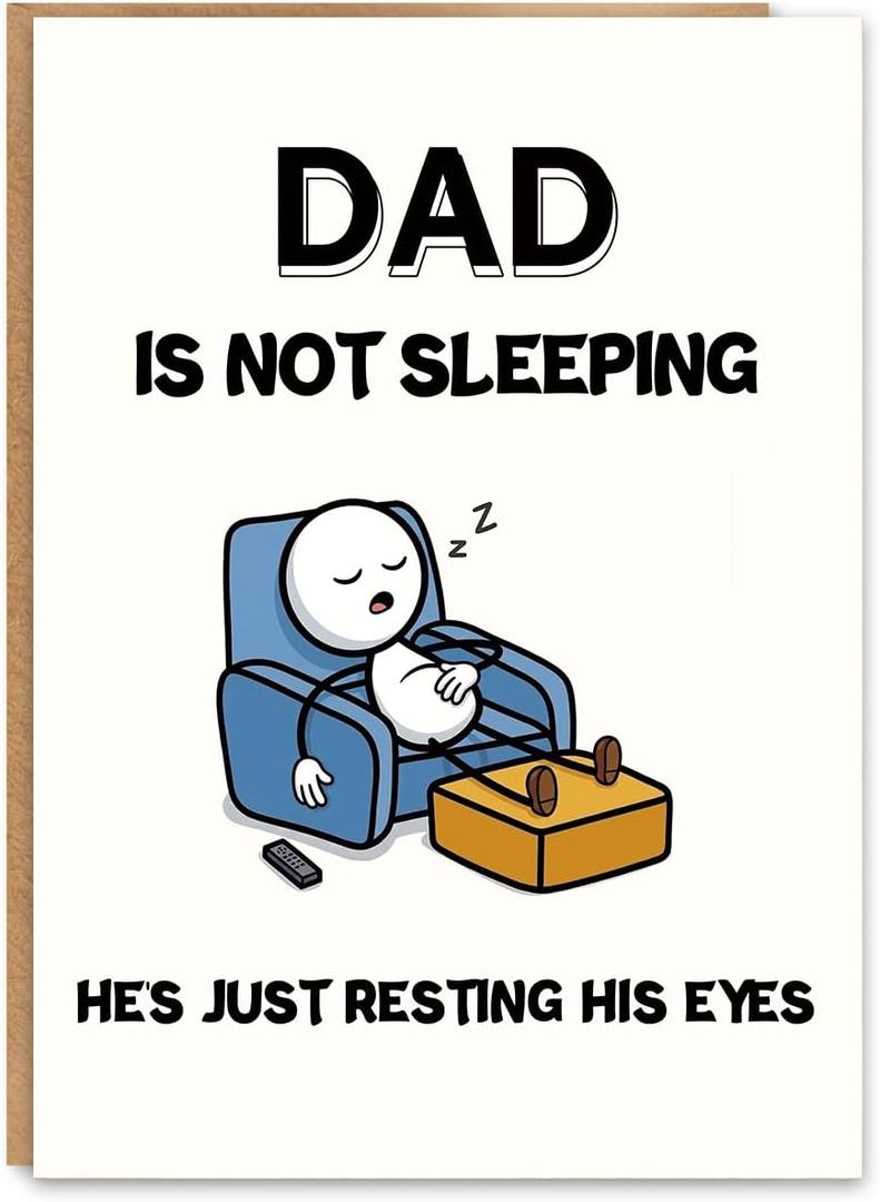 5 x Funny Fathers Day Card for Dad, Relatable Fathers Day Gift for Dad, with Kraft Envelope and Gold Seal Sticker