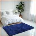 Eviva Blue Fluffy 3x5 Rug - Fuzzy, Washable, Plush Feel - Shaggy, Kids & Girls Bedroom Rug for Modern Home Decor