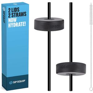 Wide Mouth Straw Lids (2 Pack), Compatible with Hydro Flask, Simple Modern, Hydro Cell, Thermoflask, Takeya, Vmini and Iron Flask, 2 Lids, 2 Straws and 1 Straw Brush