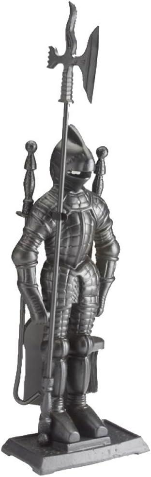 Lizh Metalwork Dark Knight Fireplace Tool Set,Black Cast Iron
