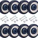 8 Pack 5" Shopping Cart Replacement Wheels Kit | Silent Supermarket Casters with 8 Axles Bolts, Shopping Cart Wheels w/High Carbon Steel Single Ball Bearing, Polyurethane Caster Wheels (Blue)