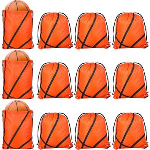 Riakrum 12 Pcs 16.5 Inch Ball Drawstring Backpack Party Drawstring Bag for Sports Travel Gym Workout