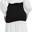 Ekaliy Women's Puff Long Sleeve Shirt Dress Elegant Button Down Loose Swing Party Maxi Dress (White, L)