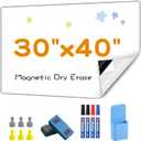 Magnetic Whiteboard Contact Paper, 30" x 40" Stick on Magnetic Dry Erase White Board Sticker on Wall, Easy to Write for Drawing, School, Office, Kitchen Fridge