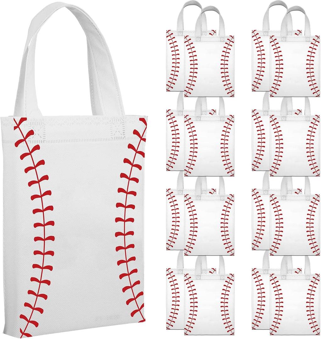 Ferraycle 24 Pcs Baseball Party Favor Bags with Handles Baseball Goodie Candy Treat Gift Bags for Birthday Sports Theme Party Supplies