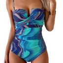 Eomenie Women's Push Up Wrap Front Swimsuit One Piece Tummy Control Bathing Suits Bandeau Support Slimming Swimwear Size 2XL