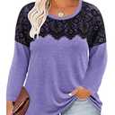 TIYOMI Plus Size Tops Long Sleeve Black Lace Dressy Casual T-shirt Fall Lightweight Sweatshirt Tunics Pullover 2XL
