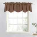 NICETOWN Blackout Valance Window Tier - 52 inches by 18 inches Small Scalloped Valance Kitchen/Bedroom/House/Bay/Hotel/Office Window Curtain for Camper RV (Cappuccino, 1 Piece)