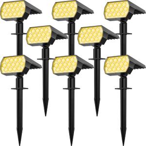 Solar Spot Lights Outdoor 8 Pack, IP65 Waterproof Solar Landscape Spotlights with 65 LEDs, 3 Lighting Modes Solar Garden Lights for Yard Pathway House Driveway (Warm White)