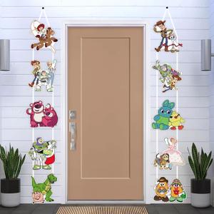 Cartoon Birthday Decorations, Birthday Party Porch Sign Banner Decoration Supplies, 10 Pcs Hanging Porch for Theme Party Supplies