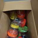 novelinks 8oz Plastic Jars With Lids Colorful Lid Mason Jars 32 Pack 8 oz Plastic Containers With Lids For Diy Food Milkshake Salads Snake Jams Spices (32)