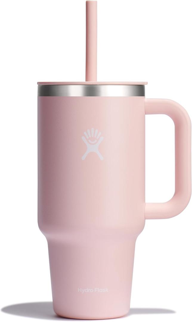 Hydro Flask Travel Tumbler with Handle, Lid and Straw - Insulated Stainless Steel in 32 Oz Trillium