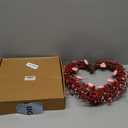 VioletEverGarden Valentines Day Wreath,15 Heart Shaped Wreath with Red Berries and Small Pink Hearts for Valentines Day Wedding Festival Decor