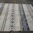 BESTSWEETIE 9x12 Area Rugs for Living Room Washable Moroccan Farmhouse Neutral Geometric Low Pile Non-Slip Soft Print Pattern Rug for Bedroom Kitchen Dining Room Entryway Blue/Brown