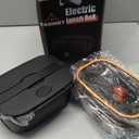 ESOHOT Heated Lunch Box,120W Electric Lunch Box for Adults with 1.5L 304 Stainless Steel Container, 12V/24V/110V Lonchera Eléctrica Portátil for Travel,Work,Car,Truck (Pure Black, 1.5L x 2)