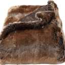 Faux Fur Throw - Luxurious, Hypoallergenic Premium Zobel Faux Marten Sable Fur Blanket with Plush Mink Back and Gift Box, 60x70 by Bedford Home (Amber Brown)