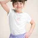 Stelle Girls Athletic Shirts Short Sleeve Quick Dry Sports Tees UPF 200, Crew Neck Active Tops for Kids 5-15 Years (White, XS)