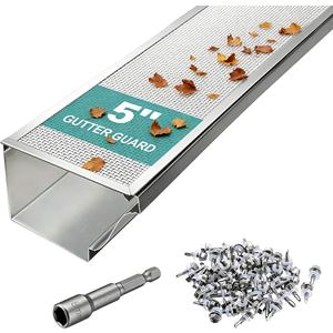 100 FT Micro Mesh Gutter Guards 5 Inch, Heavy Duty 100% Stainless Steel Micro Mesh Gutter Covers for Leaf, Debris & Overflow Protection, 180 Screws & Driver Bit Included