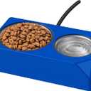 Heated Cat Bowl, Outdoor Heated Water Food Bowl with 2 Stainless Steel Bowl, Waterproof, Anti-Freezing Heated Pet Water Bowl for Outside Cat Dog Bird, with Power Indicator Light