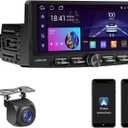 Android System Single Din Car Stereo, 2G+32G Wireless CarPlay & Android Auto, Touchscreen Car Radio with Backup Camera, GPS Navigation, WiFi, Bluetooth, SWC, DSP (Black)