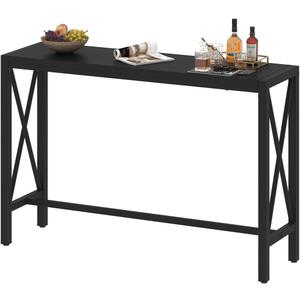 BON AUGURE Bar Table, 55 in Counter Height Pub Table, Tall Narrow Behind Couch Sofa Table, High Top Wood Long Console Tables for Home, Living Room (Black Oak)