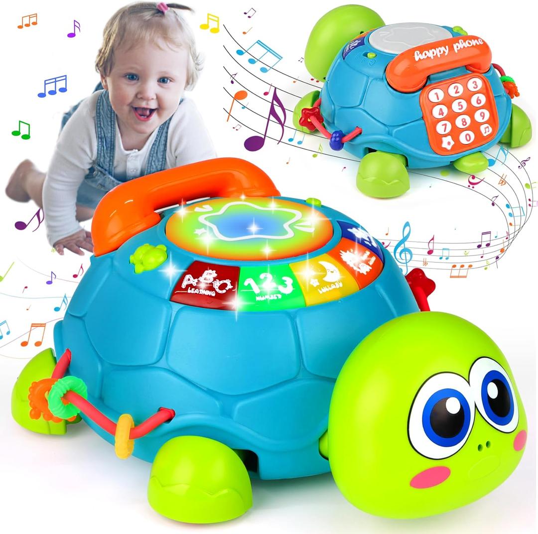 KWYZ Baby Toys 6-12 Months, Musical Turtle Crawling Baby Toys for 12-18 Months, Tummy Time Toys with Light & Sound, Infant Toy 0-3 3-6 6-18M Birthday Gifts for 1 2 Year Old Boy Girl