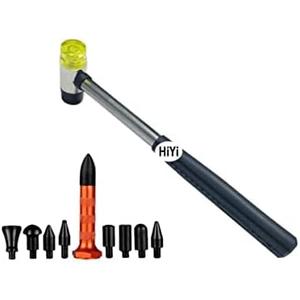 10Pcs Dent Repair Tool Kits Paintless Dent Removal Tap Down Tools Dent Rubber Hammer with 9 Different Shaped Hammer Heads for DIY dent Repair on Cars (Black)