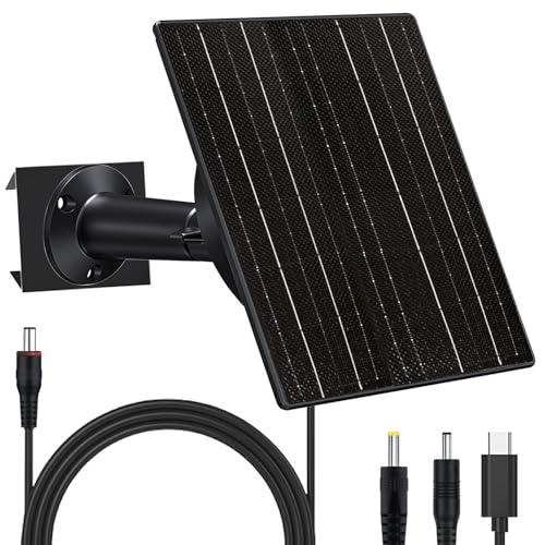 VUEBEE 10W Solar Panel with 10400mAh Battery for Security & Trail Cameras, 5V/12V Adjustable Output, USB-C & DC Plugs, IP66 Waterproof, 360° Mount, 9.8ft Cable