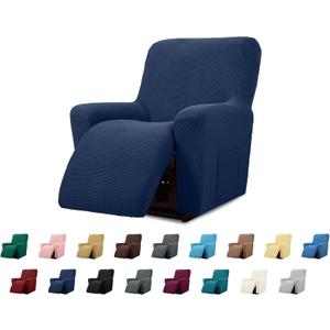 Cupuamon Recliner Chair Covers,Lazy Boy Recliner Covers Stretch Reclining Covers 1 Piece Furniture Protector with Elastic Bottom for Dog,Kids-Navy