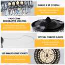 Asyko 48" Black Crystal Retractable Chandelier Ceiling Fan with Lights