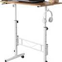 SIDUCAL Small Standing Desk Adjustable Height, Small Mobile Stand Up Desk with Wheels, Rolling Desk for Standing or Sitting, Portable Computer Desk for Walking Pad (Vintage Oak)