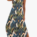 Zilcremo Women's Summer Casual Loose Sundress Long Dress Sleeveless V Neck Split Tshirt Maxi Dresses, Size:S