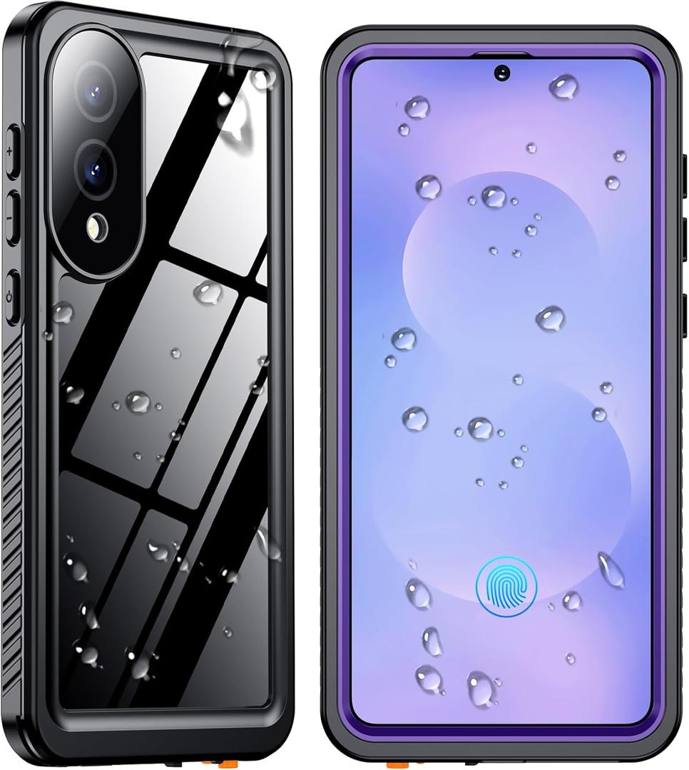 SPIDERCASE for Samsung Galaxy S25 Edge Case Waterproof, Built-in Screen&Camera Lens Protector, [IP68 Underwater][12FT Military Grade Shockproof] Phone Case, Purple/Clear