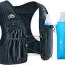 Zelvot Running Vest for Women Men, USA Original Patent, Adjustable Chest Straps Running Hydration Vest with 500ml Soft Flask, Lightweight Reflective Hydration Backpack for Marathon, M/L