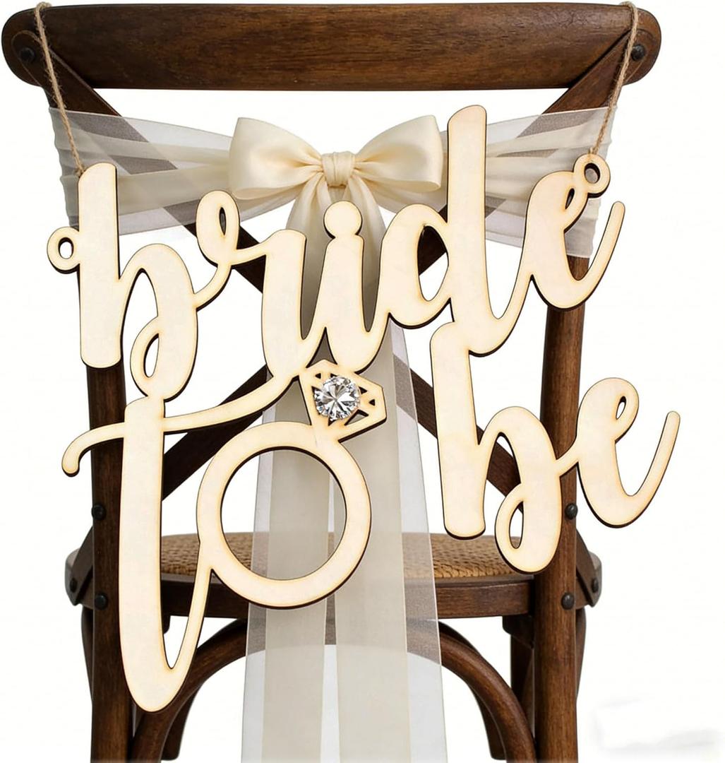 Wooden Bride to Be Chair Sign,Bride to Be Decorations For Chair,Wedding Decoration with Diamond Ring Design, Hanging Wall Decor for backdrop-Bachelorette Engagement Wedding Bridal Shower Party Supplies