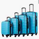 COOLIFE Luggage 4 Piece Set Suitcase Spinner Hardshell Lightweight TSA Lock (Family Set-Sky Blue)