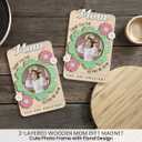3 x 2026 Personalized Gift on Mothers Day - Custom Magnets Refrigerator, Customized Mother's Day Birthday Gifts for Mom, Nana, Thank You for Helping Me Grow, Wooden Magnet Picture Frames for Fridge