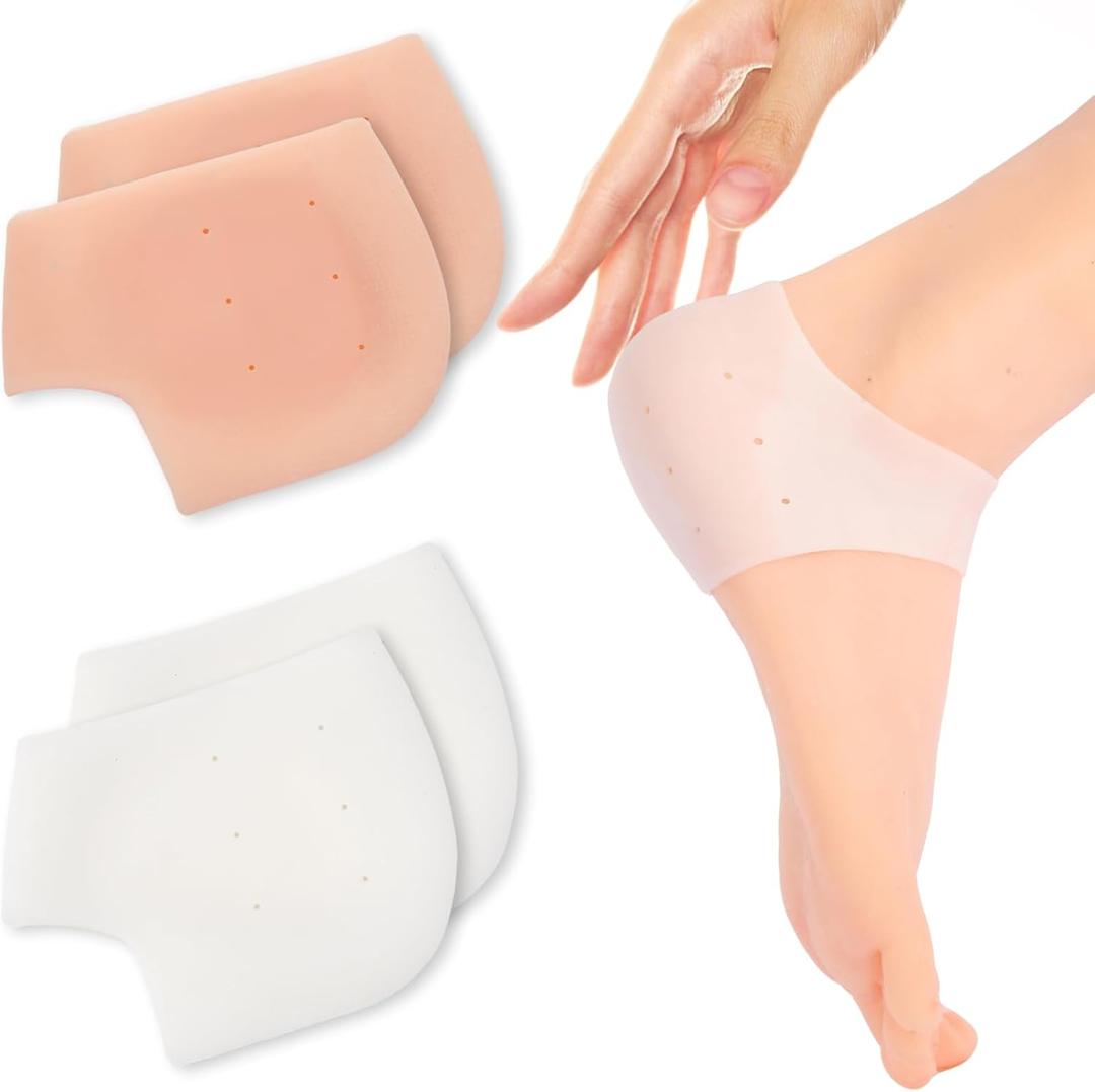 Silicone Heel Protectors for Shoes (2-Pair) - Gel Heel Cups for Plantar Fasciitis, Blister Prevention & Cracked Heels - Medical Grade Pain Relief Cushions for Heel Spurs & Achilles Tendonitis