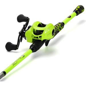 Sougayilang Baitcaster Combo, IM7 Graphite 2Pc Blank Rods,M/MH Power,EVA Handle & Stainless Steel Guides7.1:1 Gear Ratio, 18LB Drag for Bass, Walleye, Pike, 6'10''-Medium