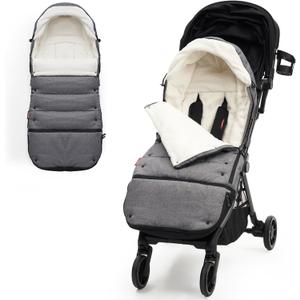 Momcozy Stroller Footmuff | Universal, Weather-Proof, Warm Stroller Bunting Bag | Extendable Winter Cover | Adjustable Buckle (Gray)
